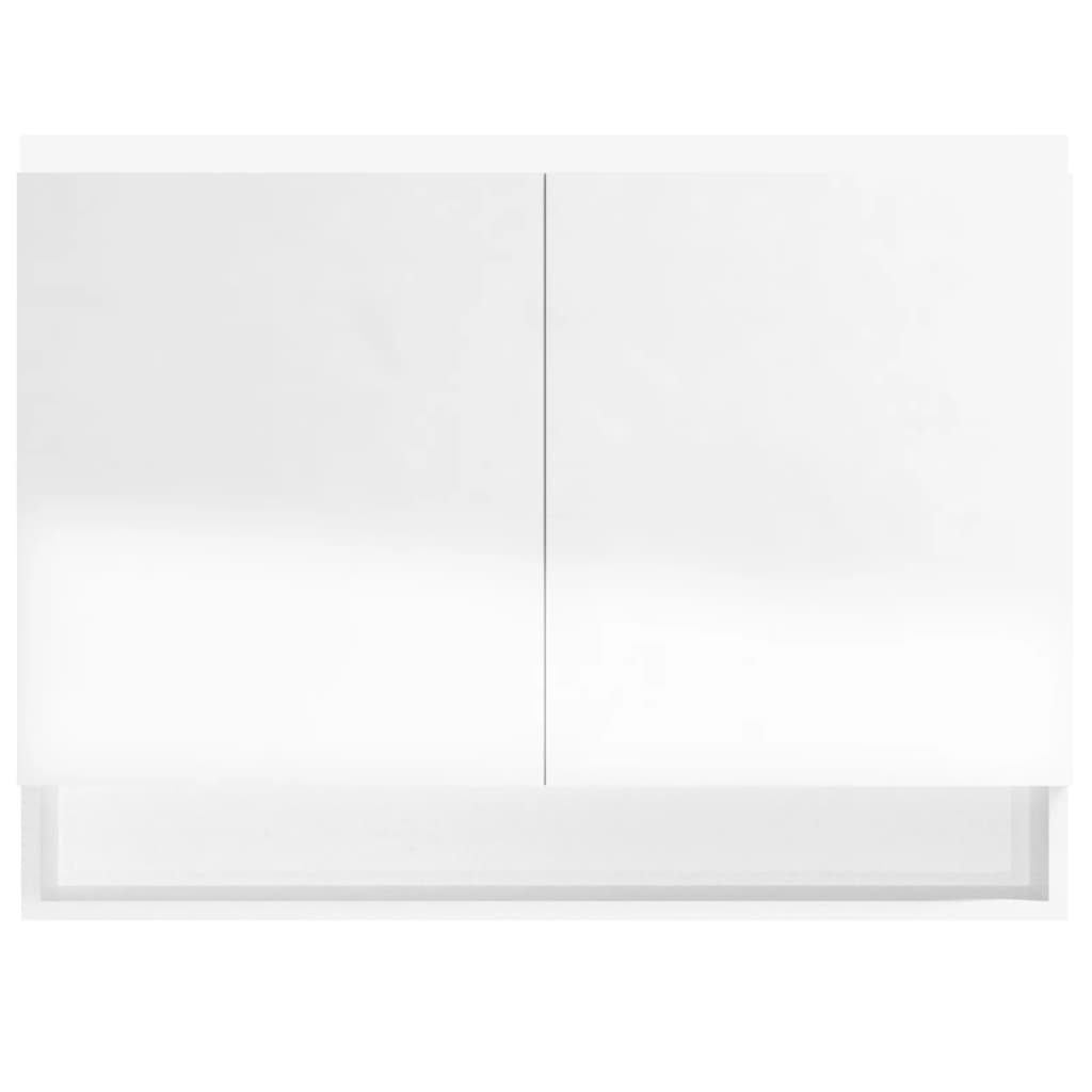 vidaXL Armario de baño con espejo MDF blanco brillante 80x15x60 cm