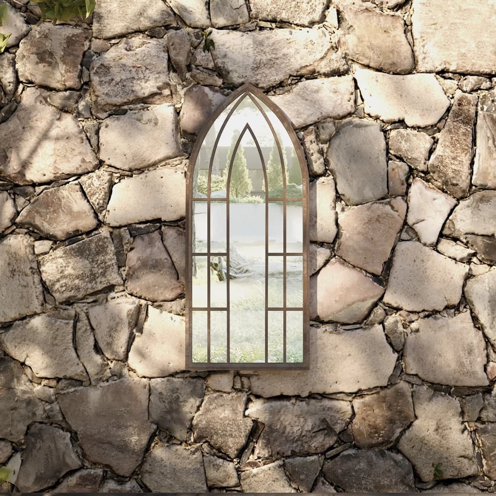 vidaXL Espejo de jardín arena hierro para exterior 70x30 cm