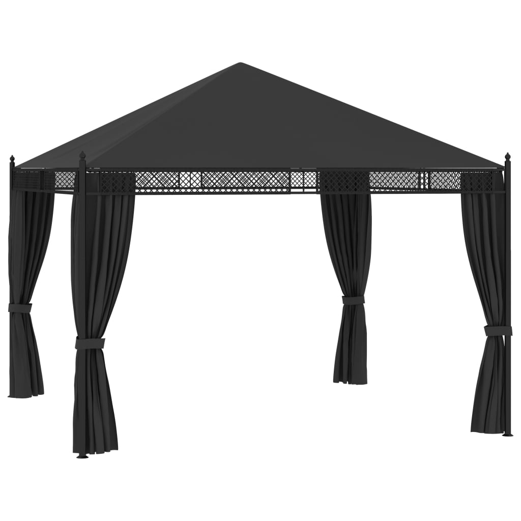vidaXL Cenador con cortinas gris antracita 3,5x3,5x3,1 m