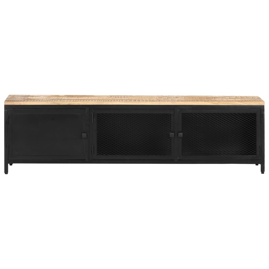 vidaXL Mueble para TV de madera maciza de mango rugosa 130x30x37 cm