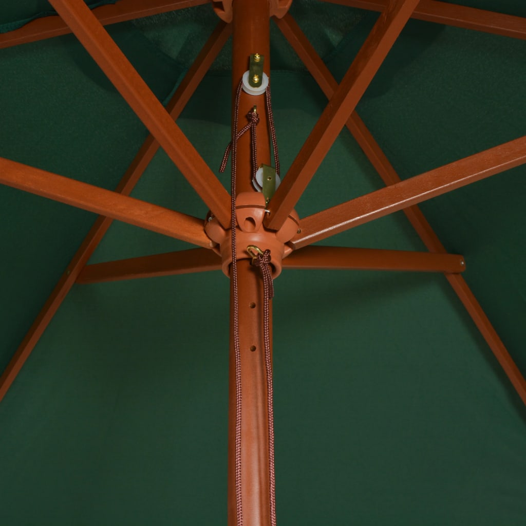 vidaXL Sombrilla con palo de madera 270x270 cm verde