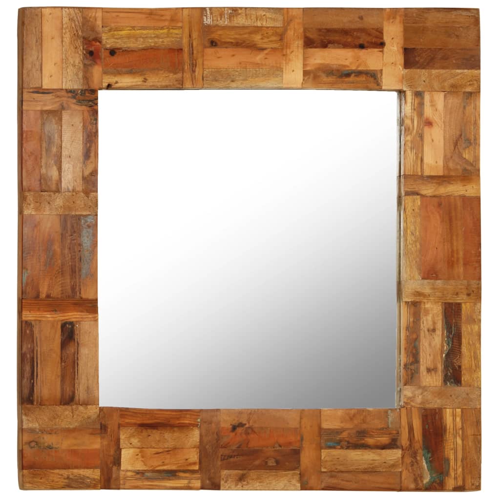 vidaXL Espejo de pared madera maciza de traviesas del tren 60x60 cm