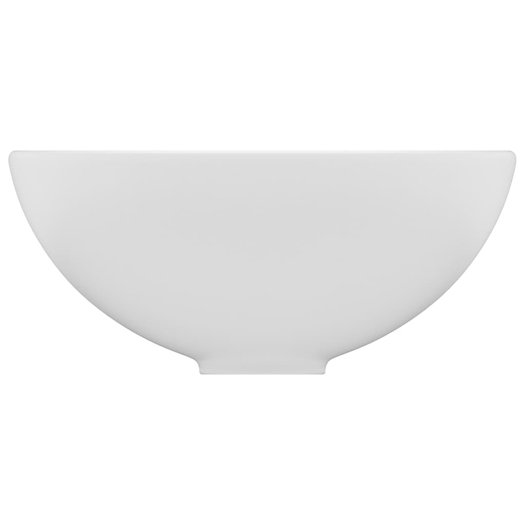 vidaXL Lavabo de lujo redondo cerámica blanco mate 32,5x14 cm