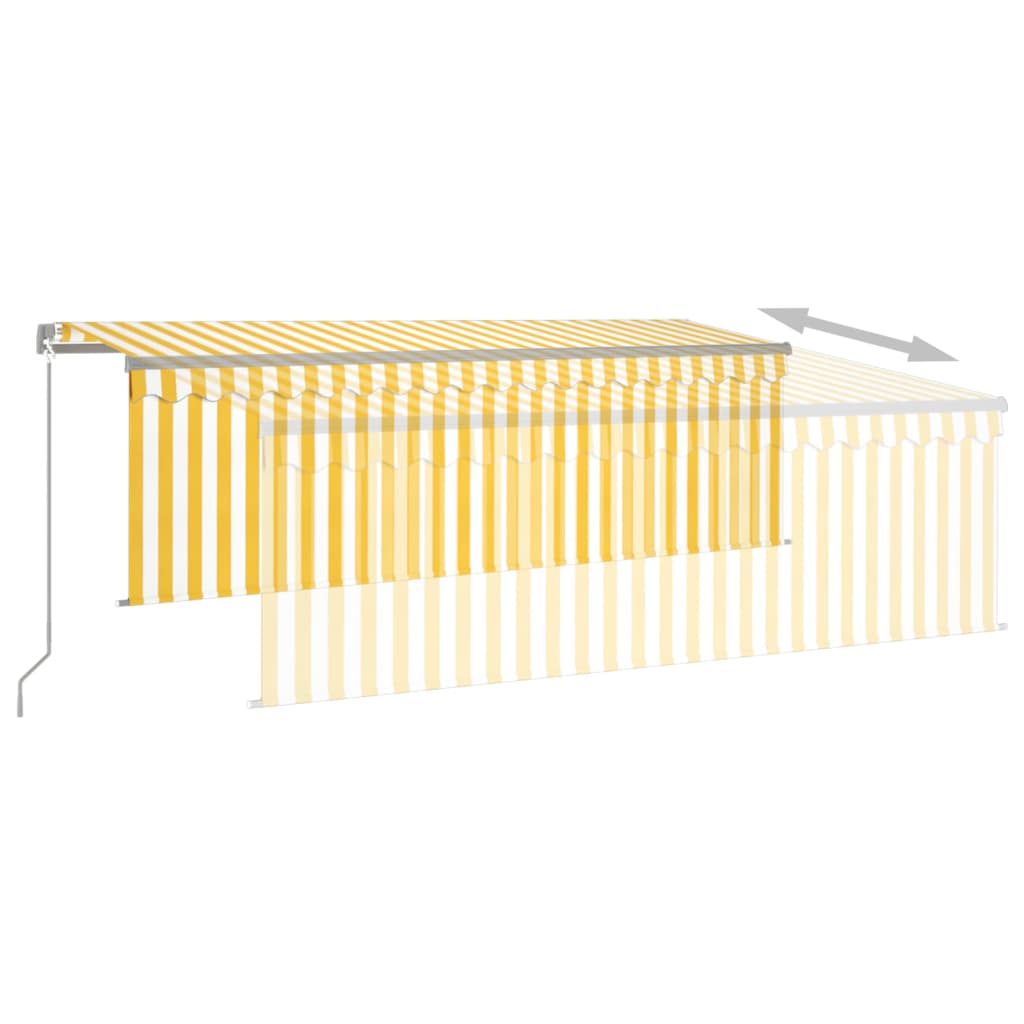 vidaXL Toldo retráctil manual con persiana amarillo y blanco 4,5x3 m