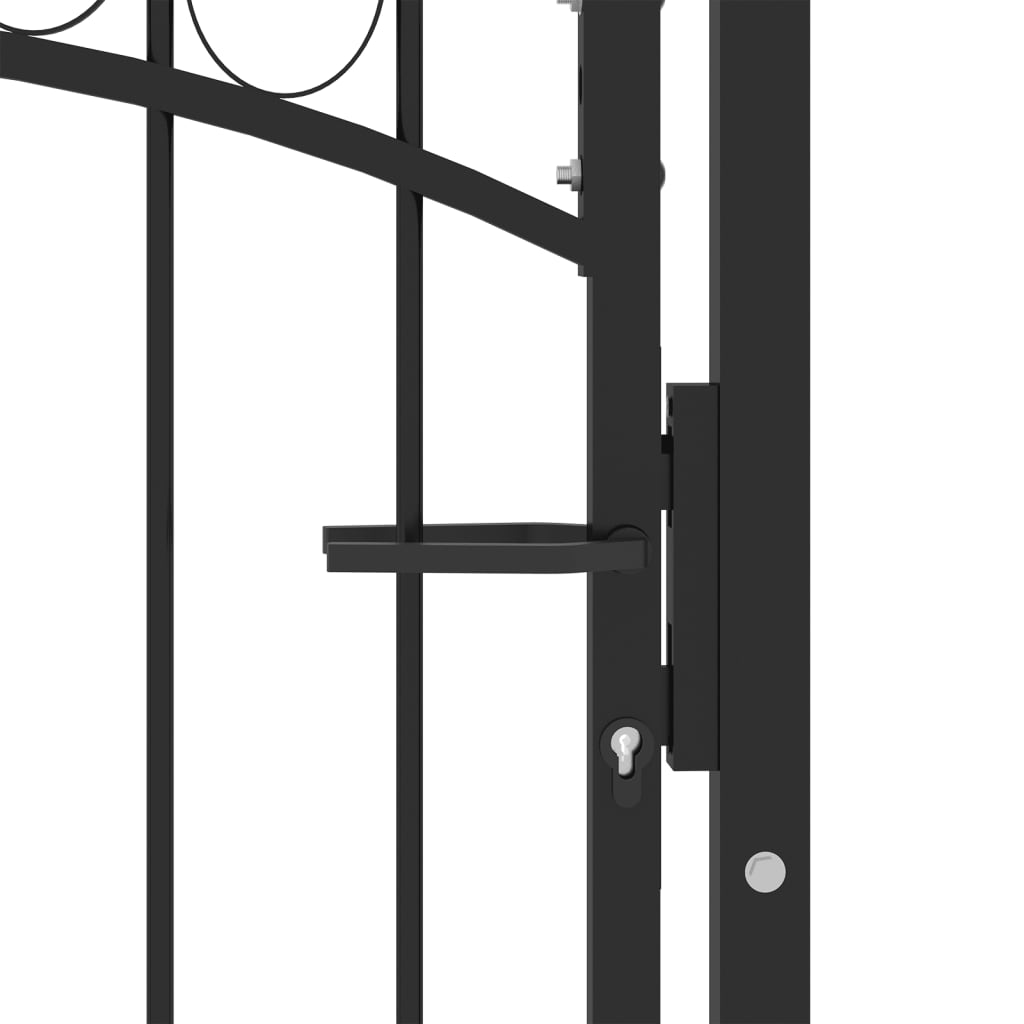 vidaXL Puerta de jardín con arco superior acero negro 100x150 cm