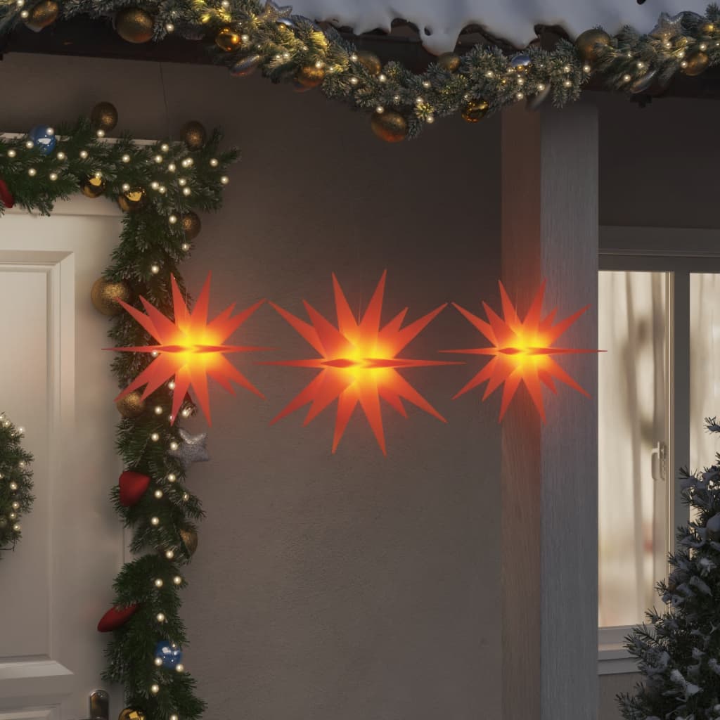 vidaXL Lámparas de Navidad LED plegables 3 unidades rojo