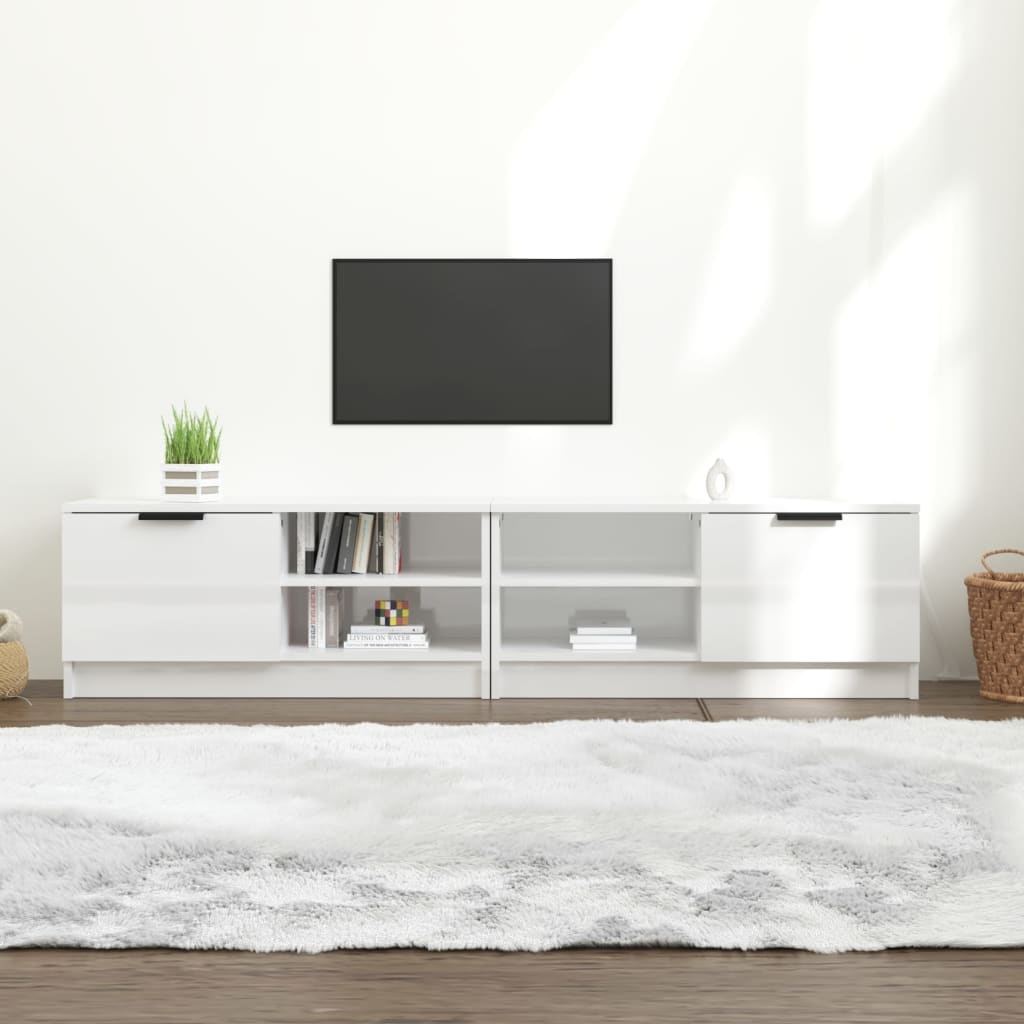vidaXL Mueble TV 2 pzs madera contrachapada blanco brillo 80x35x36,5cm
