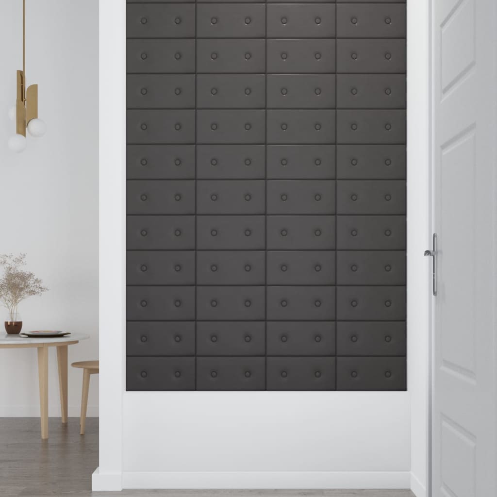 vidaXL Paneles de pared 12 uds cuero sintético gris 30x15 cm 0,54 m²