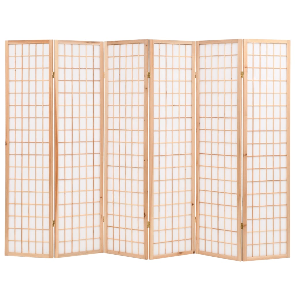 vidaXL Biombo plegable con 6 paneles estilo japonés 240x170 cm natural