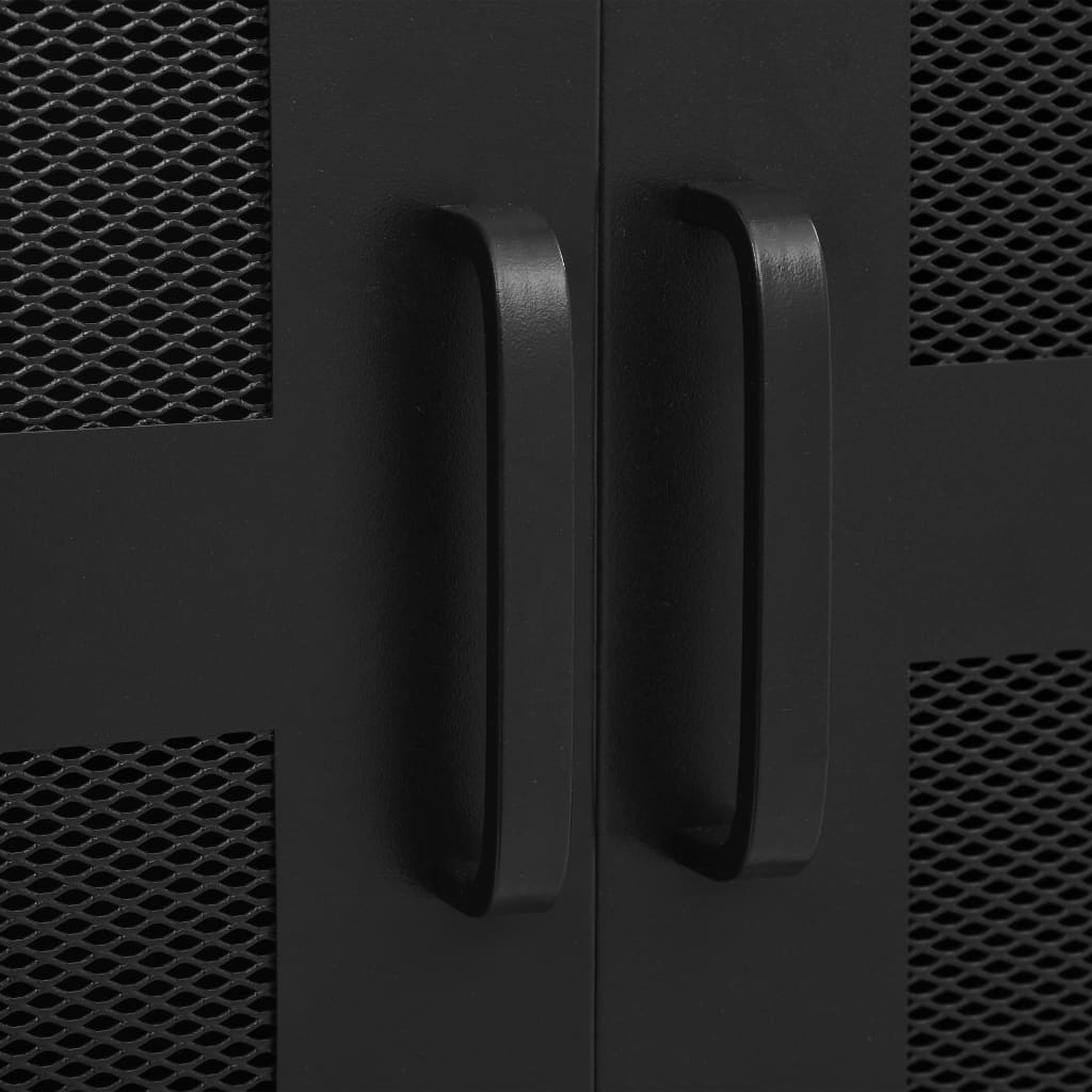 vidaXL Armario oficina indutrial puertas malla acero negro 75x40x120cm
