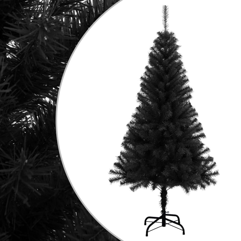 vidaXL Árbol de Navidad artificial con soporte PVC negro 120 cm