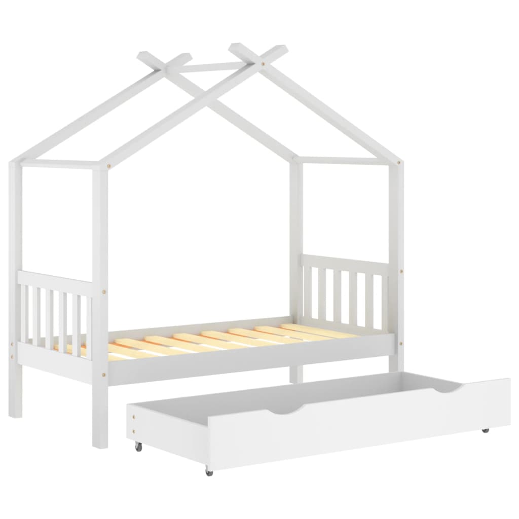 vidaXL Estructura cama niños con cajón madera pino blanco 80x160 cm