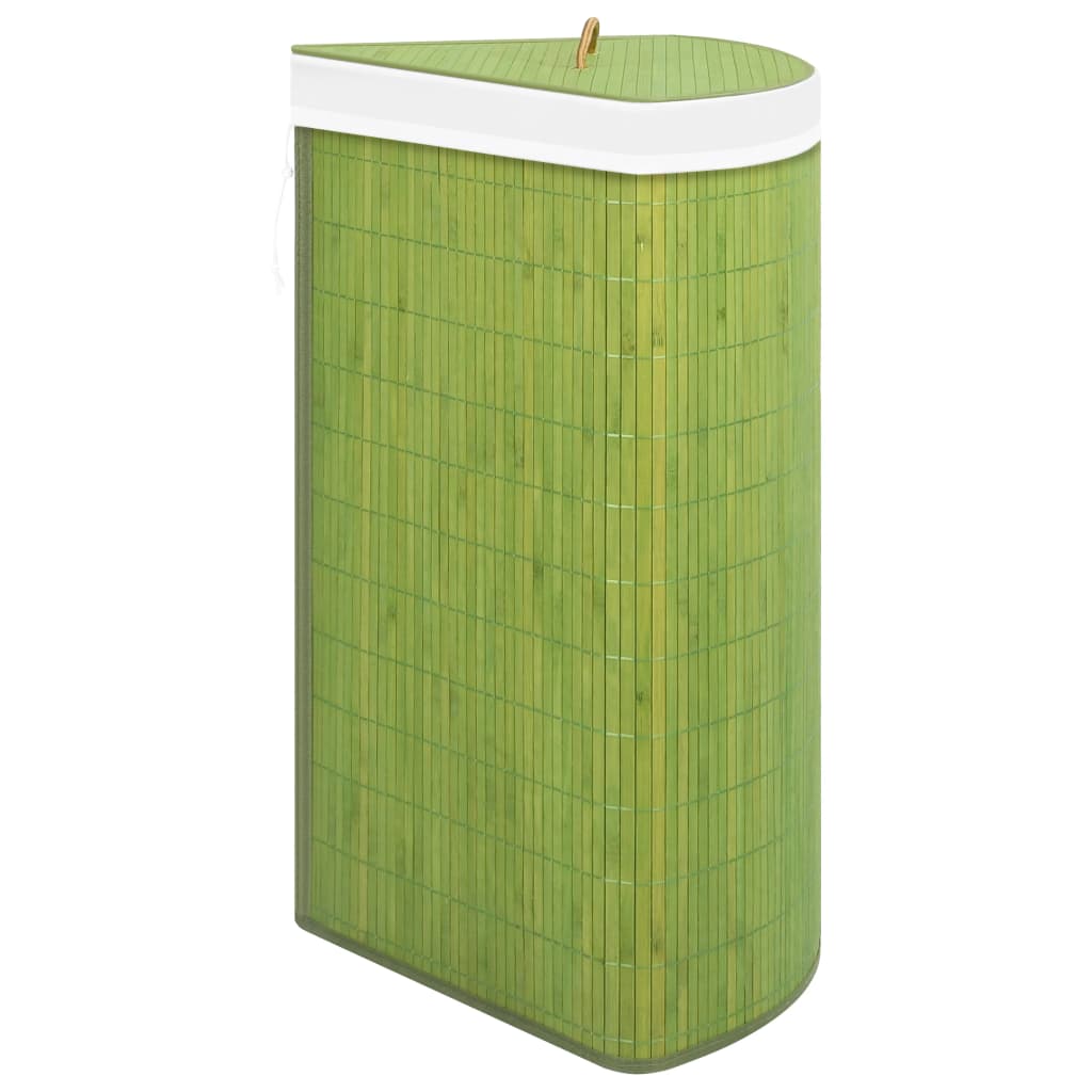 vidaXL Cesto para la ropa sucia de esquina bambú verde 60 L