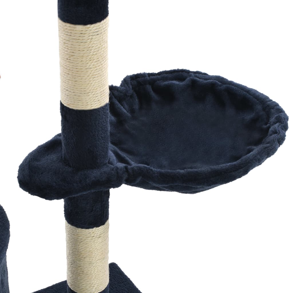 vidaXL Rascador para gatos con poste de sisal 138 cm azul oscuro