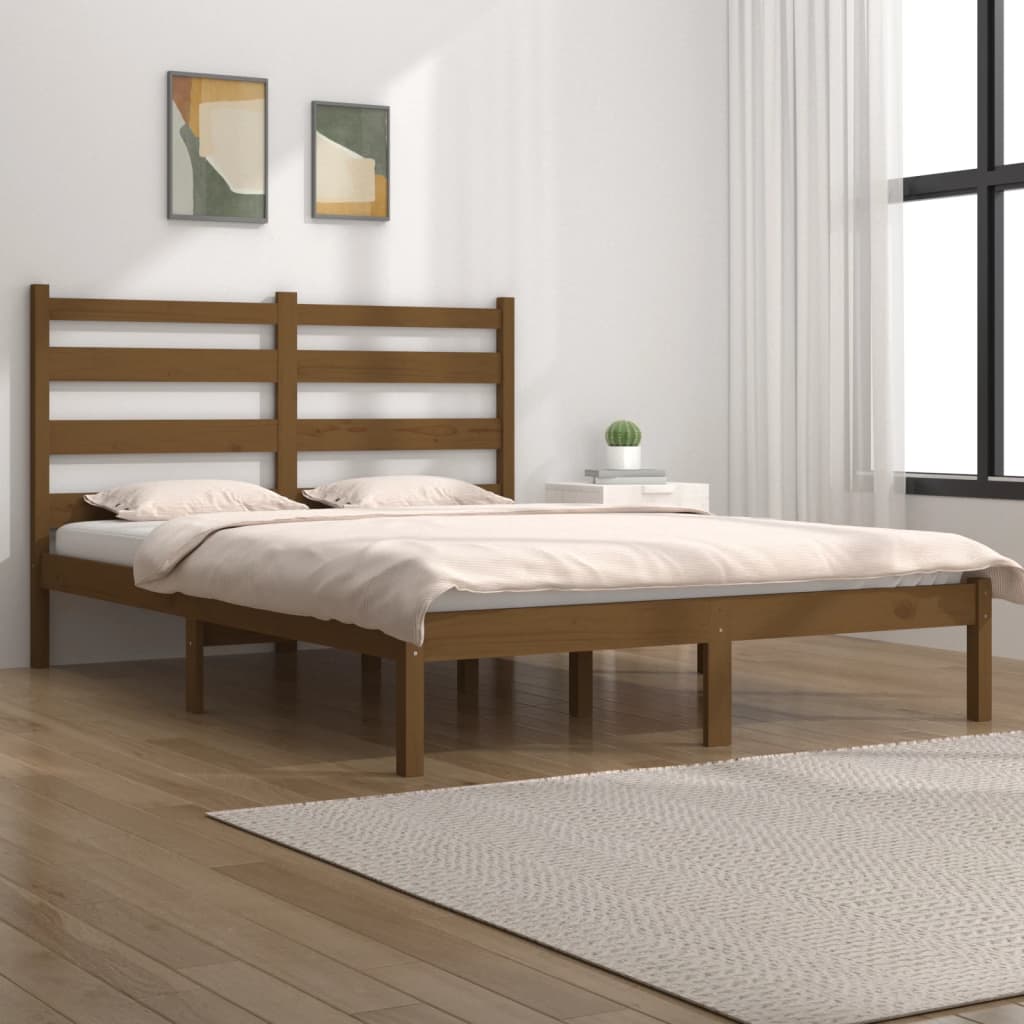 vidaXL Estructura de cama madera maciza de pino marrón miel 140x190 cm