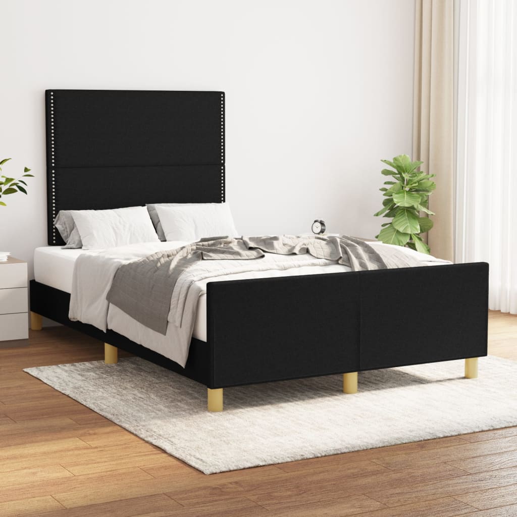 vidaXL Estructura de cama con cabecero de tela negro 120x200 cm