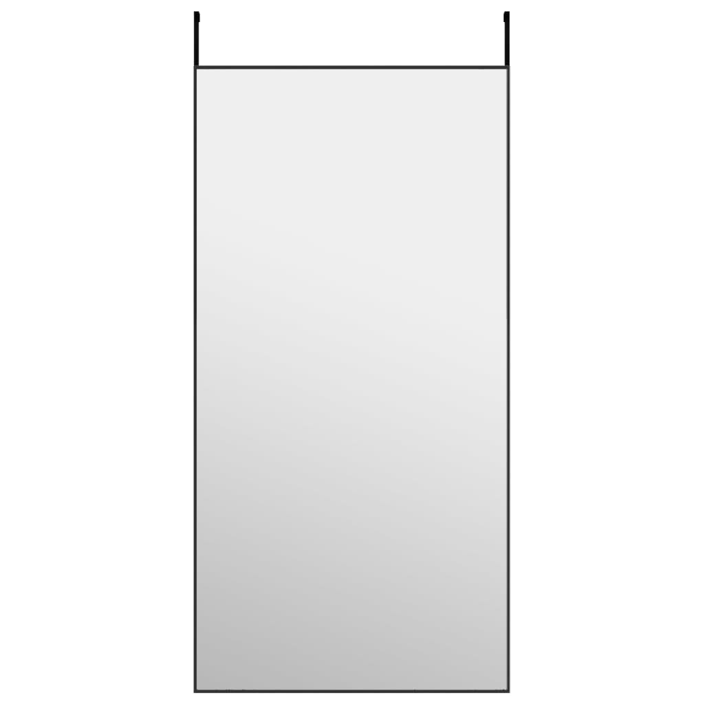 vidaXL Espejo de puerta cristal y aluminio negro 50x100 cm