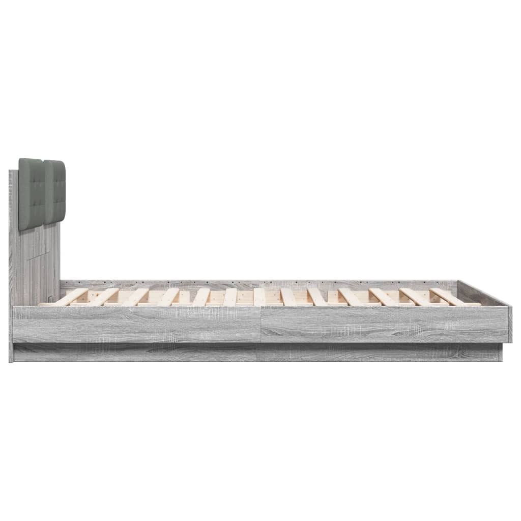 vidaXL Cama con cabecero madera de ingeniería gris Sonoma 120x200 cm
