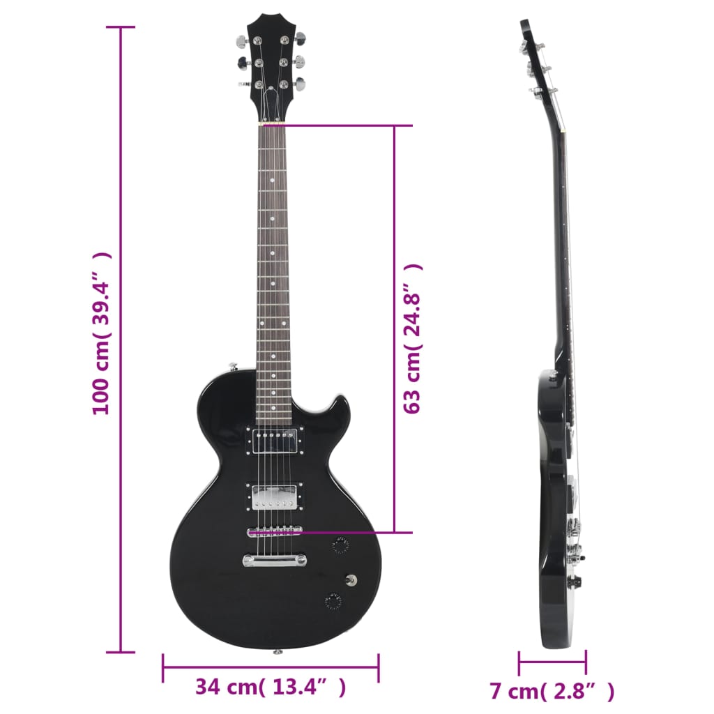 vidaXL Guitarra eléctrica para principiantes con funda negro 4/4 39"