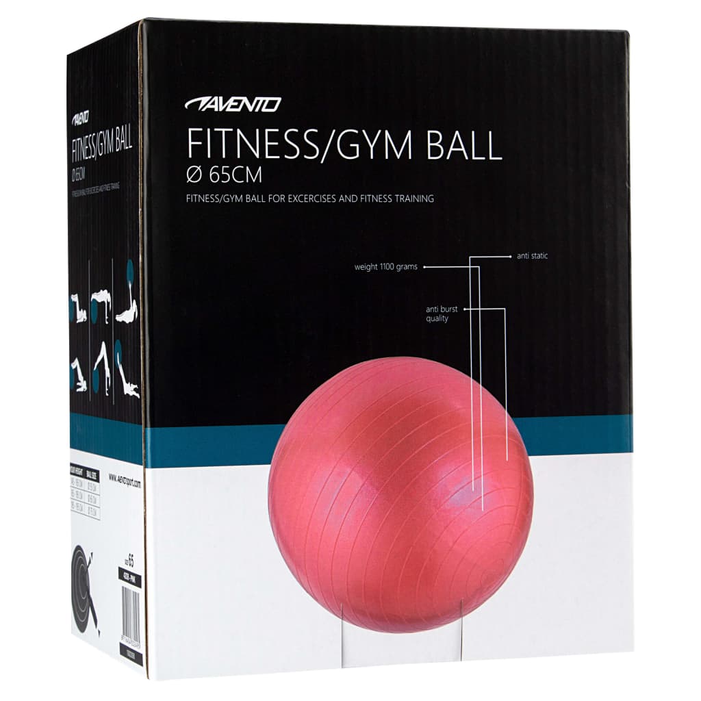 Avento Pelota de fitness/gimnasio 65 cm diámetro rosa