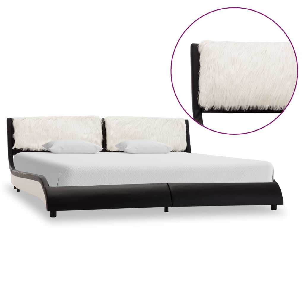 vidaXL Estructura de cama cuero sintético negro y blanco 180x200 cm