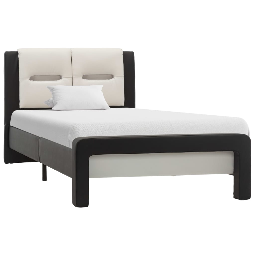 vidaXL Estructura cama con LED cuero sintético negro blanco 90x200 cm