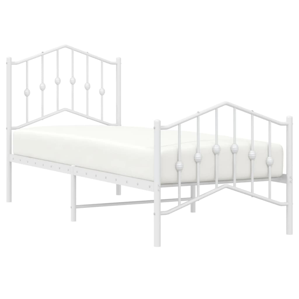 vidaXL Estructura cama metal con cabecero y pie cama blanca 75x190 cm