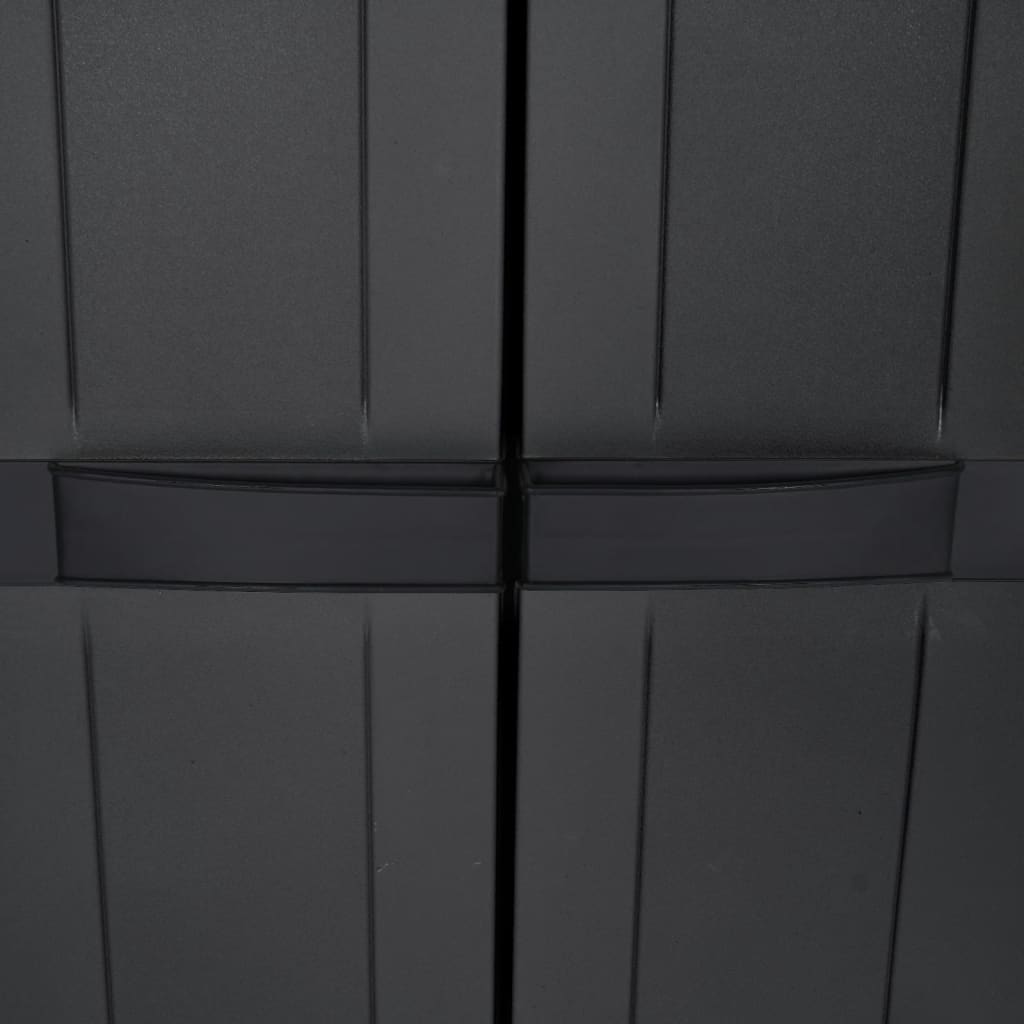 VidaXL Armario de almacenaje exterior PP gris y negro 65x37x85 cm