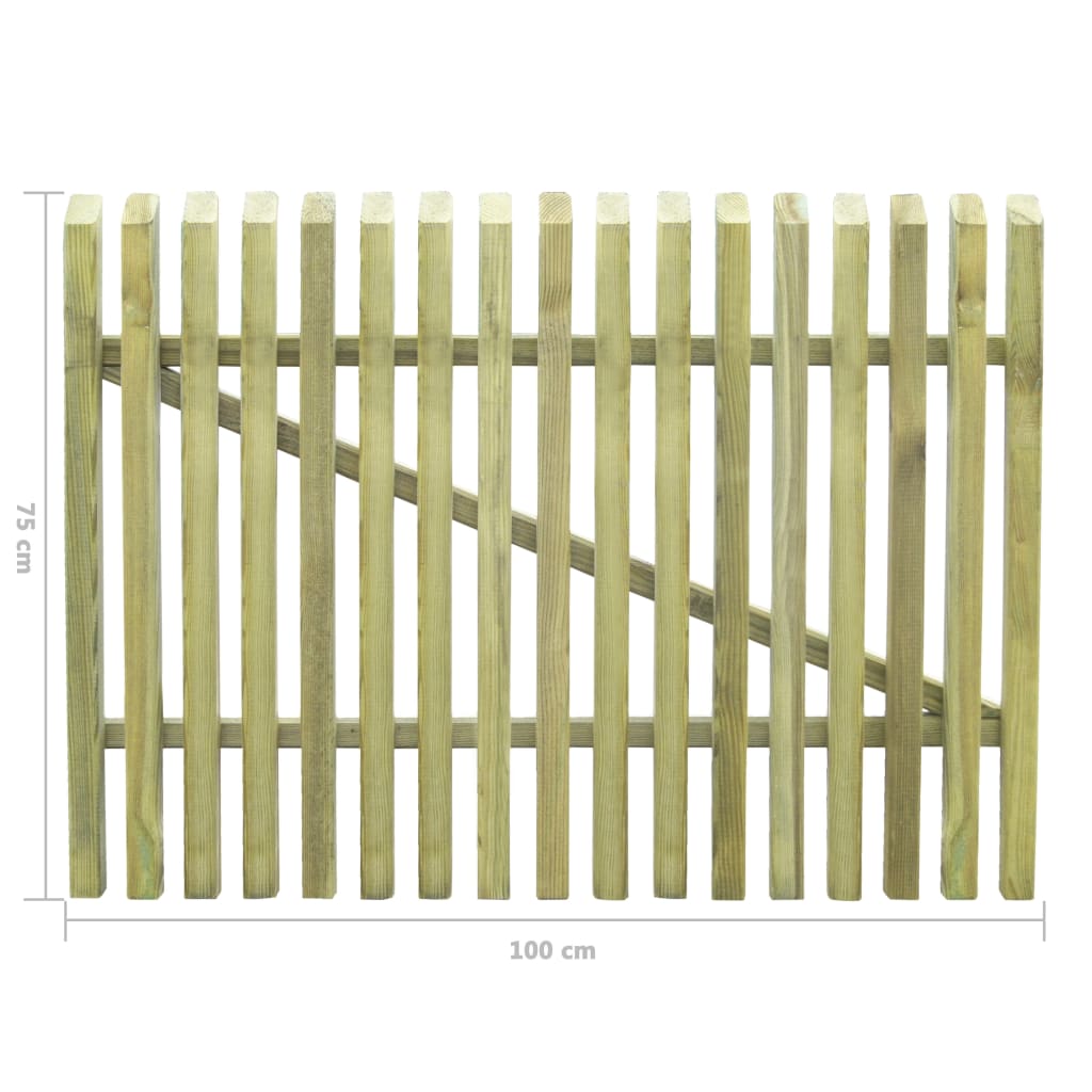 vidaXL Puerta de jardín de estacas madera de pino impregnada 100x75 cm