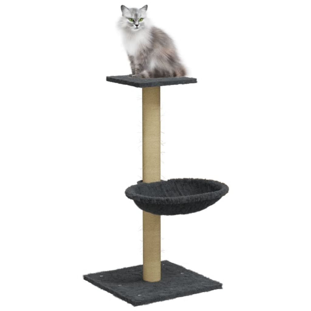 vidaXL Rascador para gatos con poste de sisal gris oscuro 74 cm