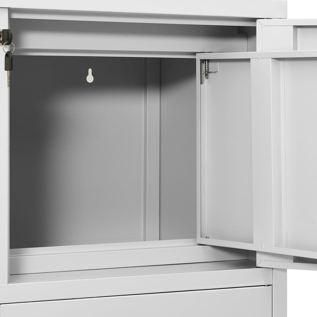 vidaXL Armario de oficina con macetero acero gris claro 90x40x125 cm