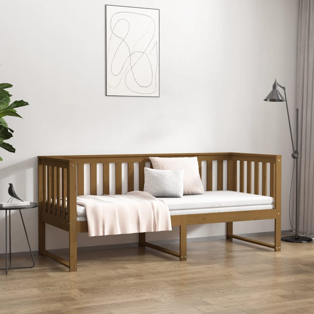 vidaXL Sofá cama de madera maciza de pino marrón miel 75x190 cm