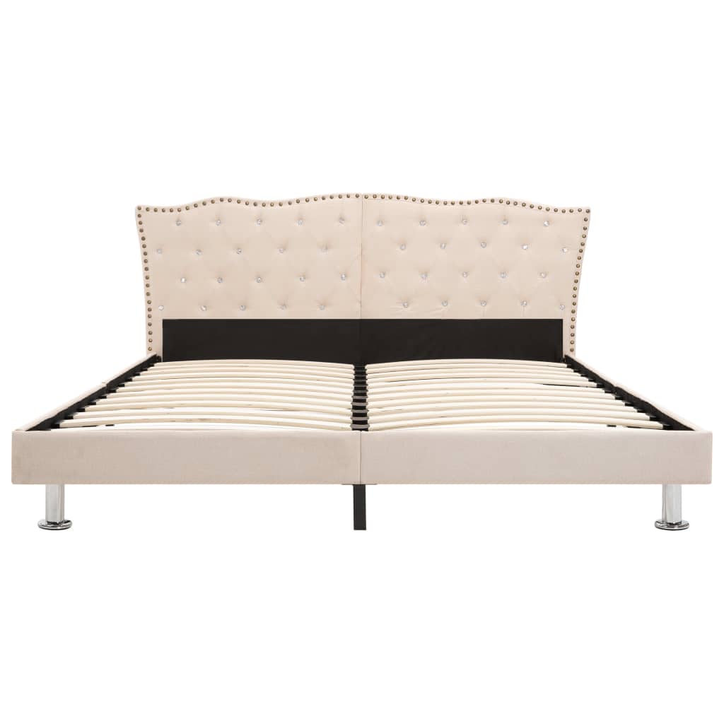 vidaXL Estructura de cama de tela beige 160x200 cm