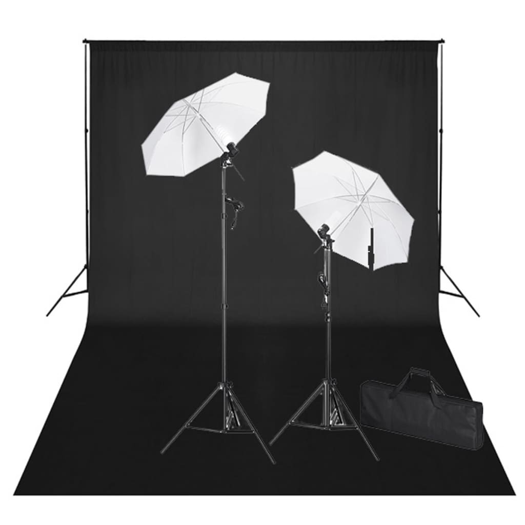 vidaXL Kit de estudio fotográfico telón verde croma 600x300 y luces