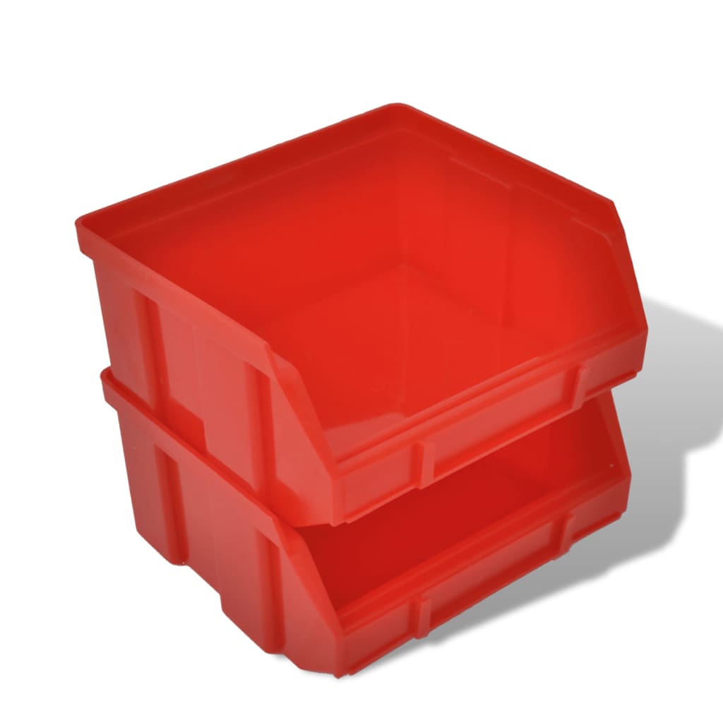 vidaXL Cajas de almacenaje de garaje de pared 30 pzas azul y rojo