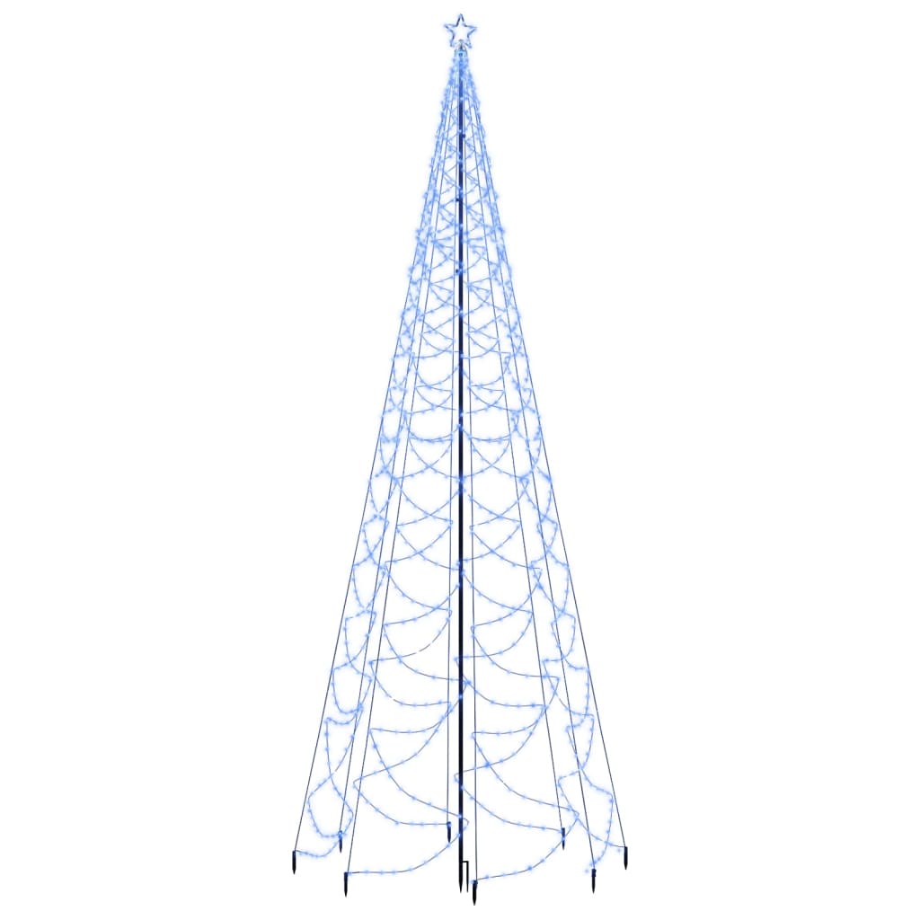 vidaXL Árbol de Navidad con poste de metal 1400 LEDs azul 5 m