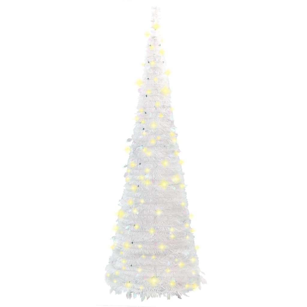 vidaXL Árbol de Navidad artificial desplegable 50 LED blanco 120 cm