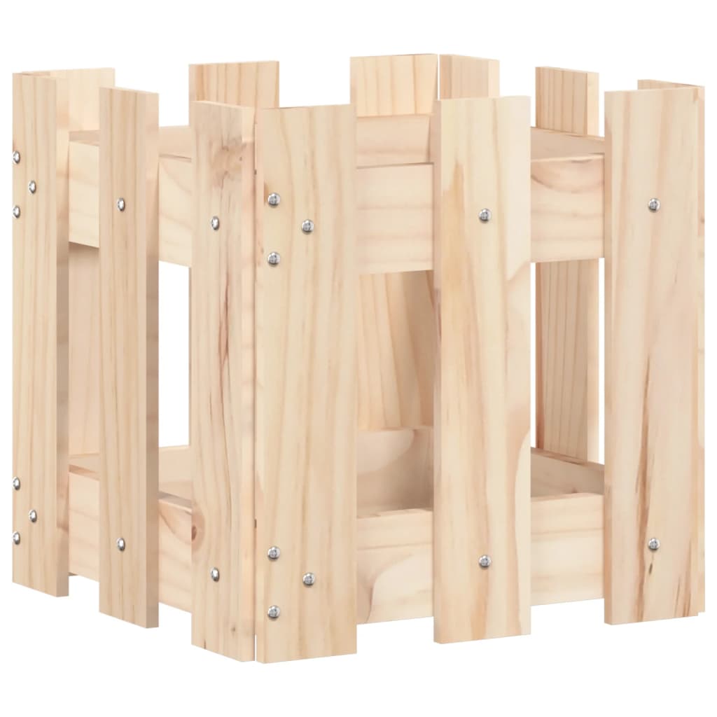 vidaXL Jardinera con diseño de valla madera maciza de pino 30x30x30 cm
