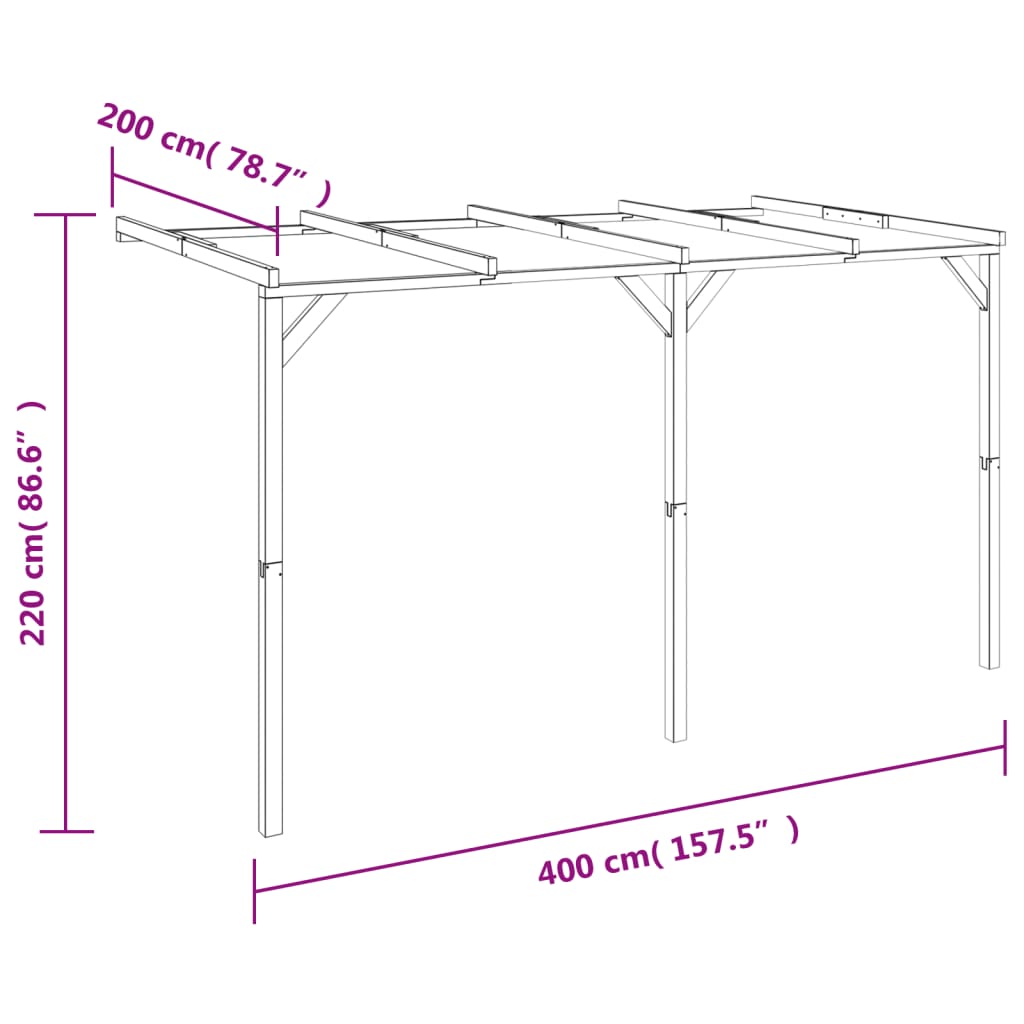 vidaXL Pérgola cobertizo de madera 2x4x2,2 m