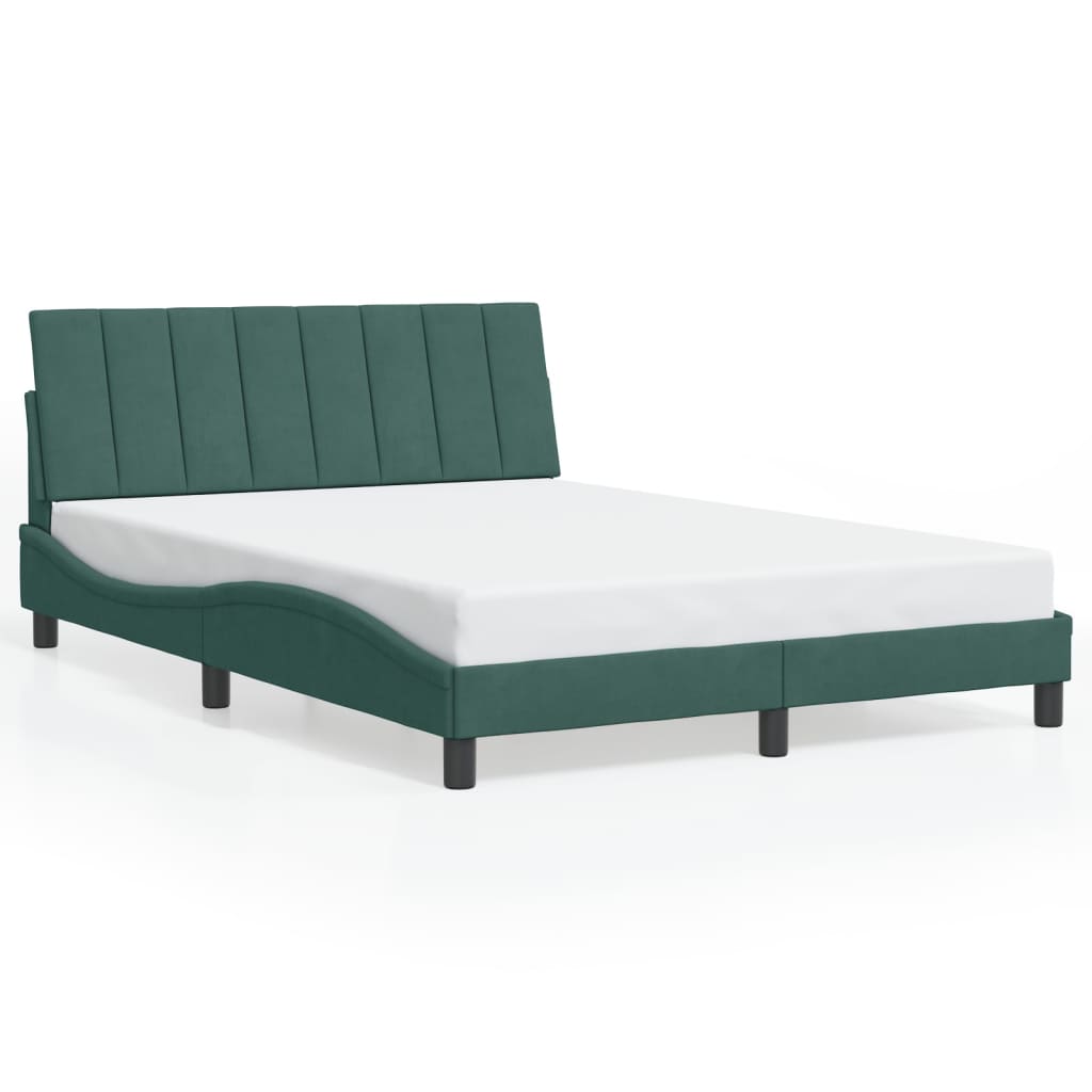 vidaXL Estructura de cama con luces terciopelo verde oscuro 120x200 cm