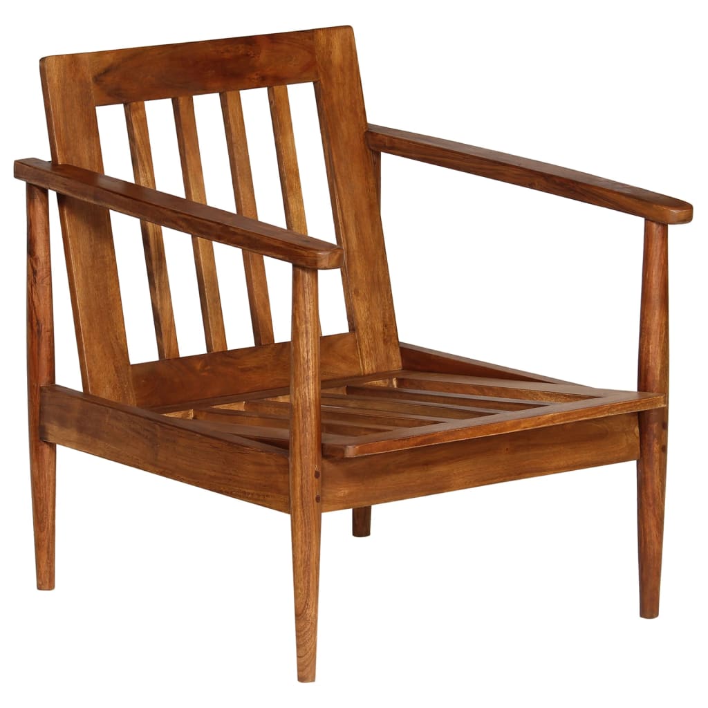 vidaXL Set sofás 2 pzas marrón cuero auténtico y madera de acacia
