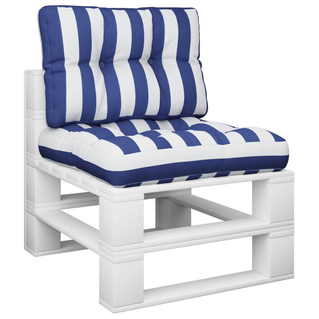 vidaXL Cojines para sofá de palets 2 piezas tela a rayas azul y blanco