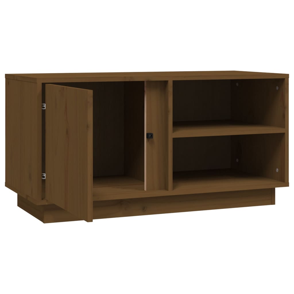 vidaXL Mueble de TV madera maciza de pino marrón miel 80x35x40,5 cm