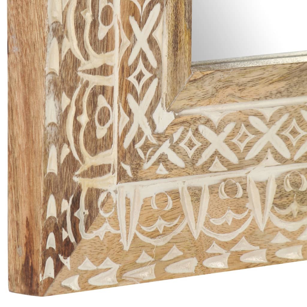 vidaXL Espejo tallado a mano madera maciza de mango 50x50x2,6 cm