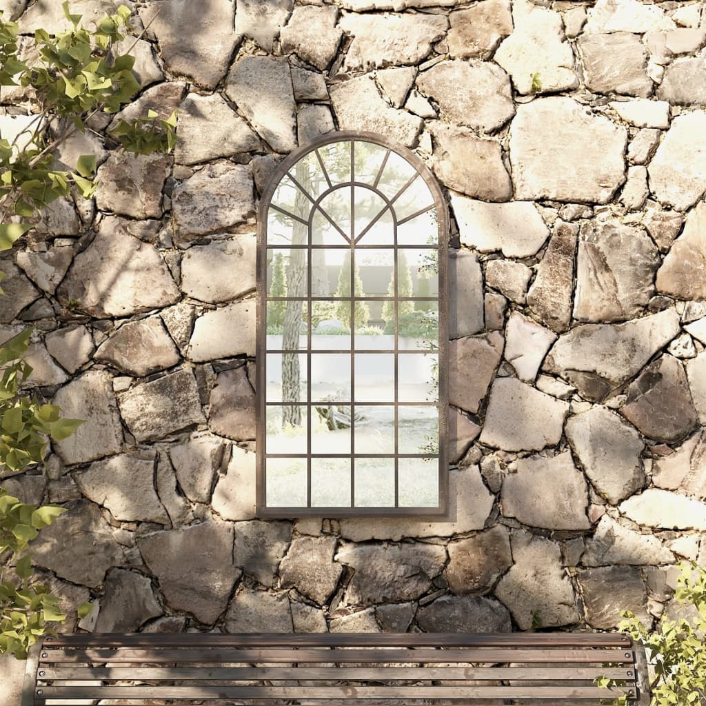 vidaXL Espejo de jardín hierro color arena para uso exterior 90x45 cm