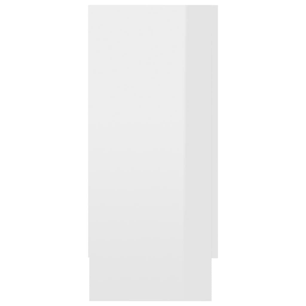 vidaXL Vitrina de madera contrachapada blanco brillo 120x30,5x70 cm