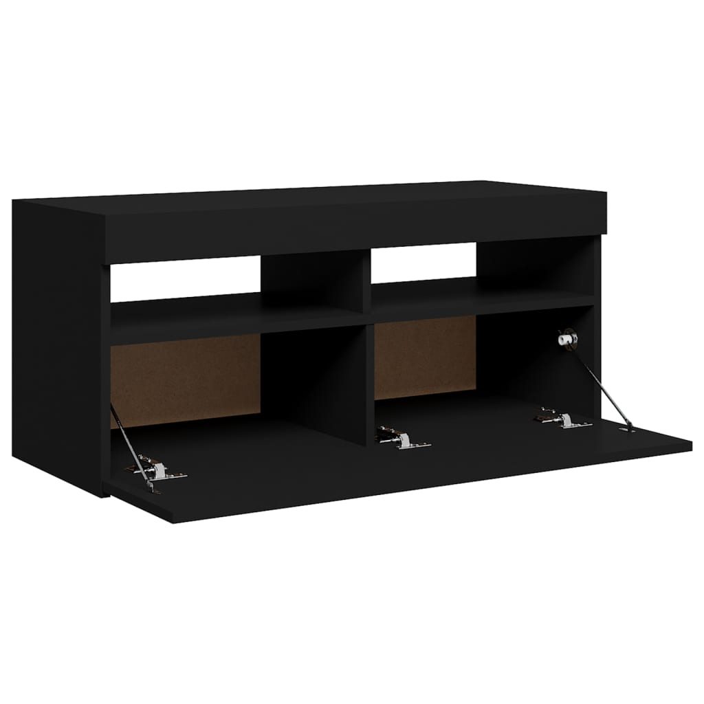 vidaXL Mueble de TV con luces LED negro 90x35x40 cm