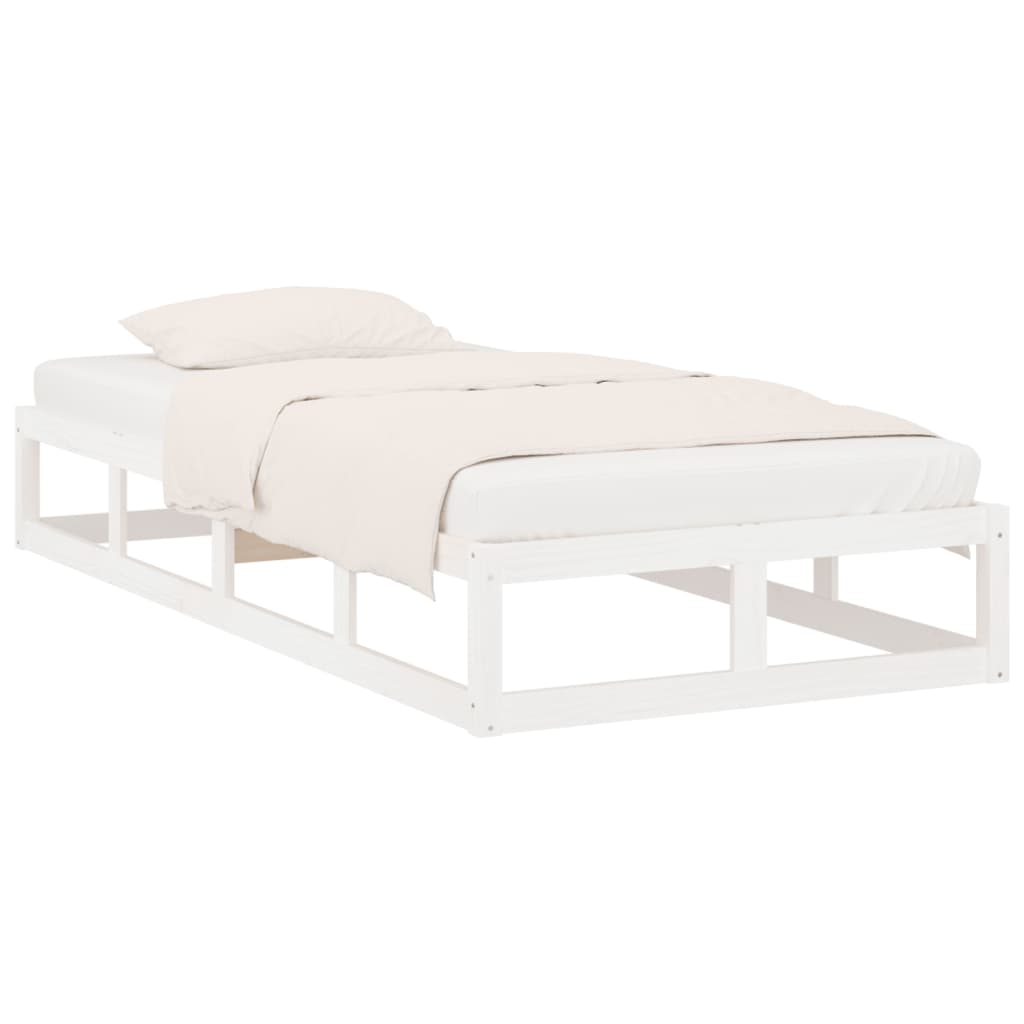 vidaXL Estructura de cama de madera maciza blanca 90x200 cm