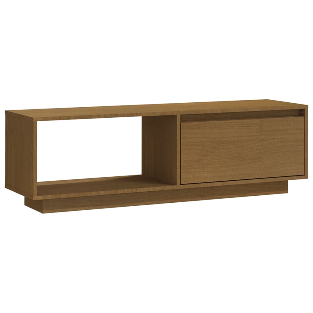 vidaXL Mueble de TV de madera maciza pino marrón miel 110x30x33,5 cm