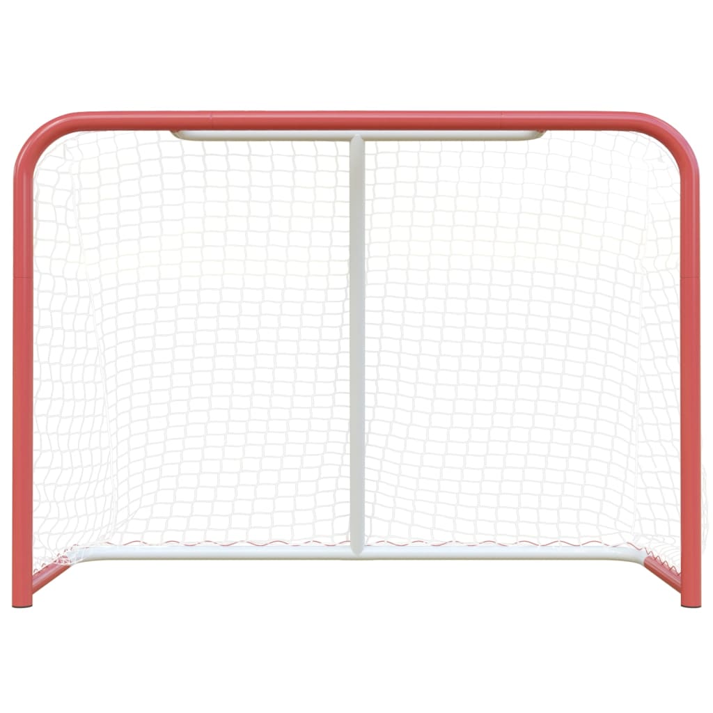 vidaXL Portería hockey y red acero poliéster rojo blanco 153x60x118cm